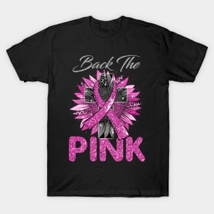 Back The Pink Breast Cancer Pink Ribbon Sunflower T-Shirt